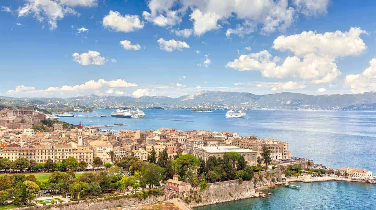 Corfu Port Car Rental — cruise ships berthed at Corfu Port