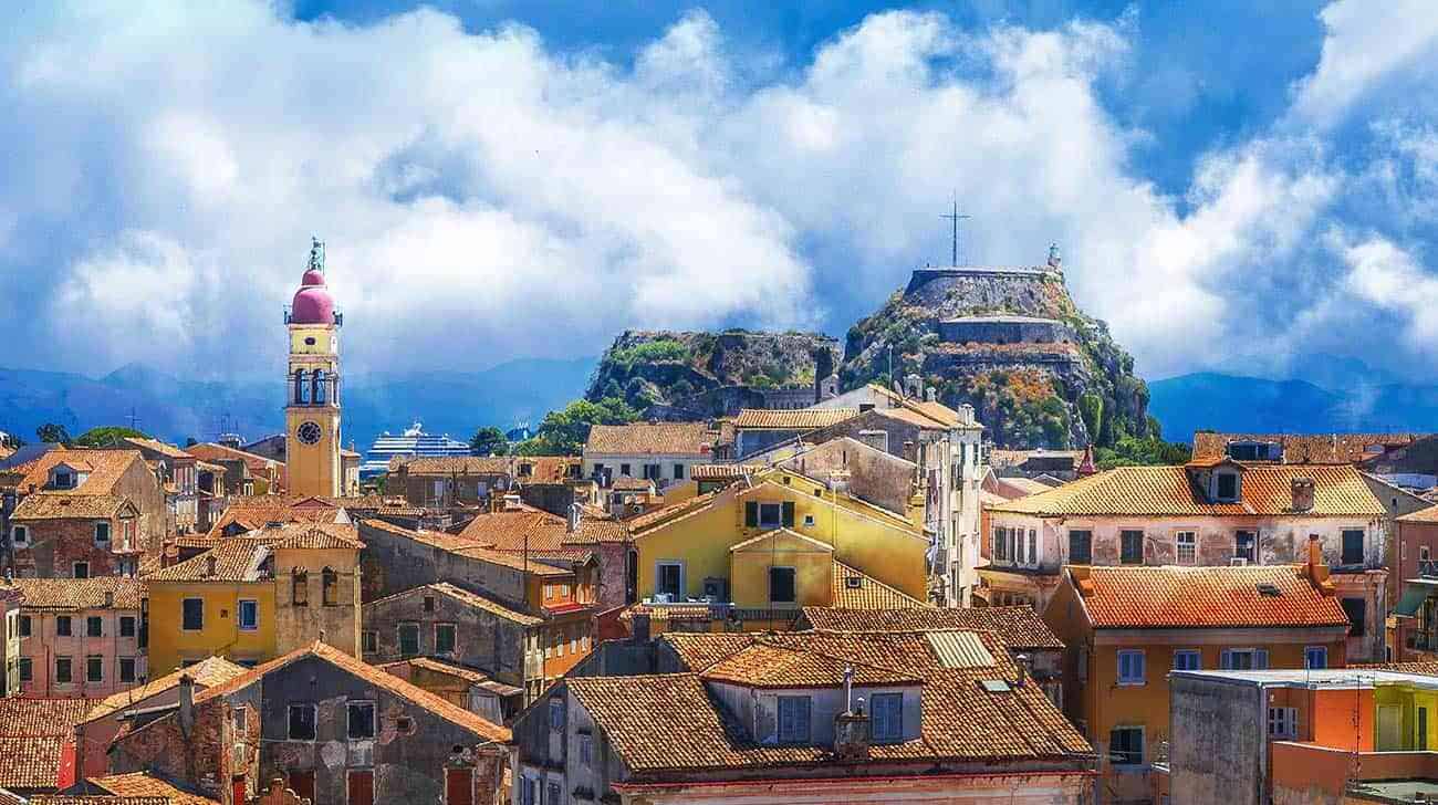 Corfu Town Car Rental — the old town rooftops and the Old Fortress